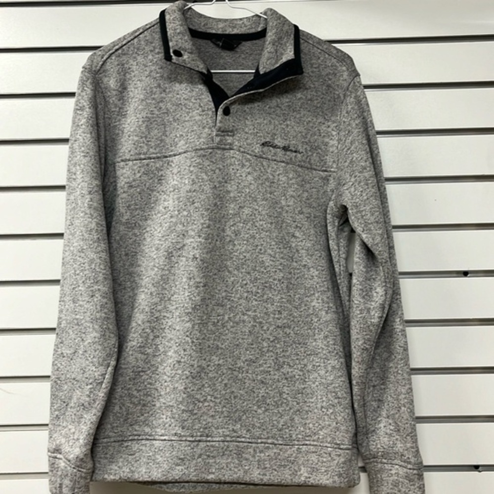Eddie‎ Bauer men’s radiator fleece snap mock pull over gray size medium